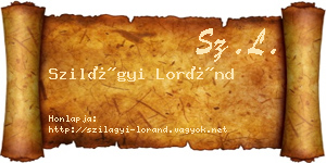 Szilágyi Loránd névjegykártya